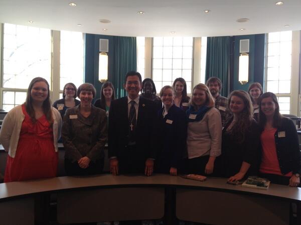 NealPresa's tweet image. With some students from PC &amp;amp; Dean of Religious Life Jeri Perkins #fb