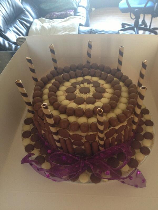 21st birthday cake done today it's very chocolatey :)