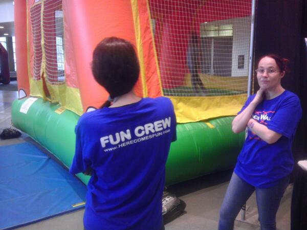SpaceWalk_Mass's tweet photo. Crystal and Nicole working hard. http://t.co/Rzj5v1J1Hh