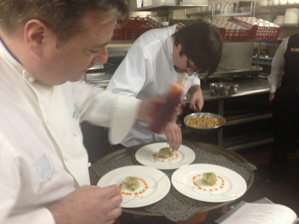 Striped bass ceviche cilantro, melon gel breakfast radish and conchitas. <a href="/djjazzychef/">Robert Lhulier</a> <a href="/aram702/">Andrew Ramage</a>