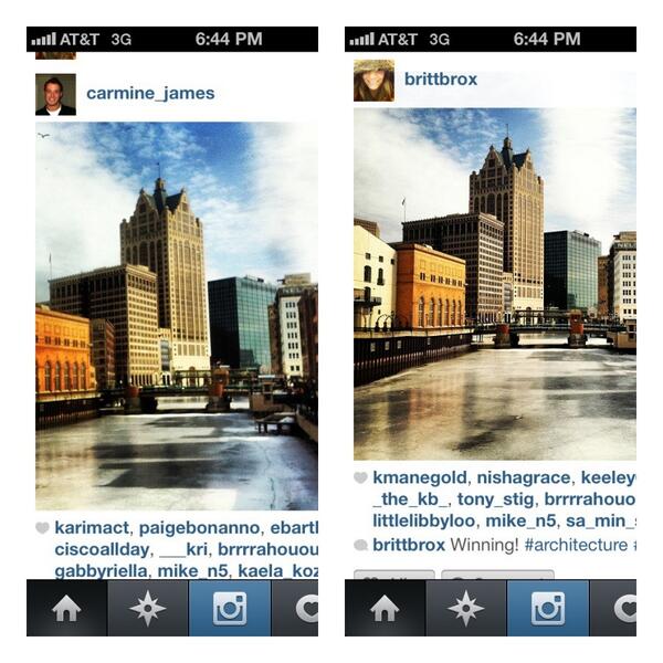 melissmarano's tweet image. @carmine_james @BrittBrox these were consecutive shots on my instafeed #samehashtags #instatwins #planned?