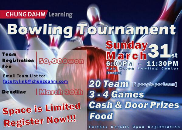 The annual CHUNGDAHM Bowling tournament is just around the corner!