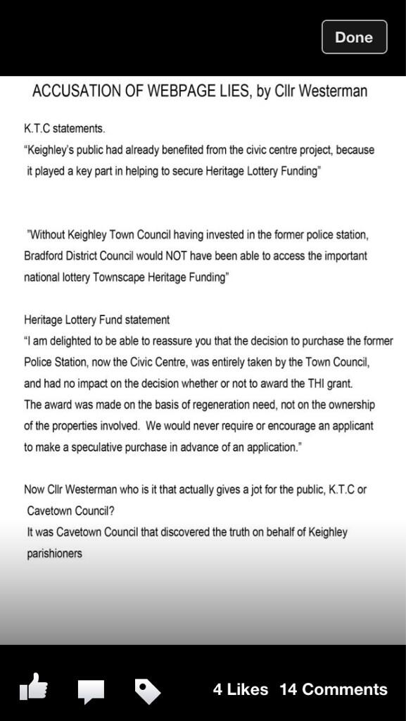CavetownCouncil's tweet image. @KeighleyNews #keighleytowncouncil telling lies again! #transparencyplease