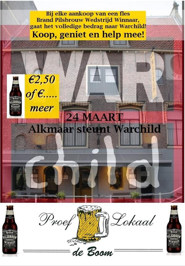 PLdeBoom's tweet photo. De actie loopt van 15 t/m 24 maart! Help mee en proost op en voor Warchild! http://t.co/iTvsHTgqsW