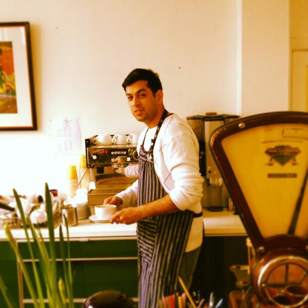 BlankCanvasCafe's tweet photo. Muj: the meanest barista in the West. Come test him with your orders! He'll nail then all! #Blankcanvascafe http://t.co/2RxxcEn5AP