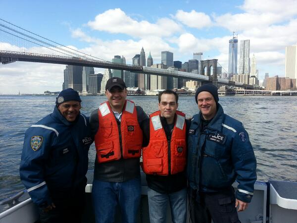 Getting a great view of New York with fellow MOH Leroy Petry courtesy of the NYPD dive team.