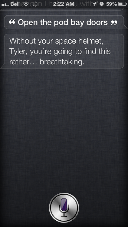 StuffSiriSaid's tweet photo. "Siri, open the pod bay doors." Thanks to Tyler for this breathtaking pun. http://t.co/WrsgybEuoT http://t.co/XkuPEW8GE8