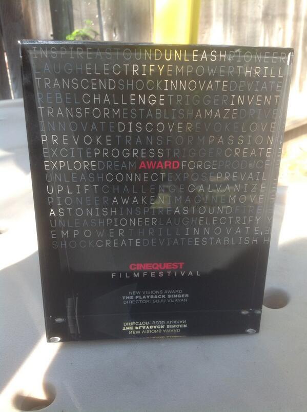 Congratulations @pipsqueakfilms <a href="/sujuv/">JK</a> on their Cinequest New Visions Award for their great feature <a href="/thepbsinger/">The Playback Singer</a>