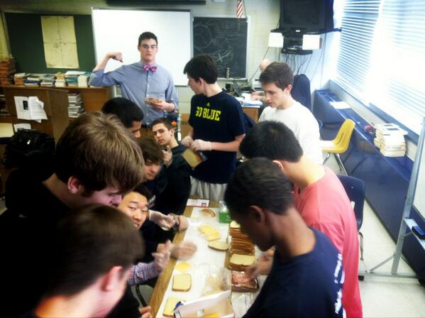 TJHSSTBBC's tweet image. Making sandwiches for Reston Interfaith! #BBC