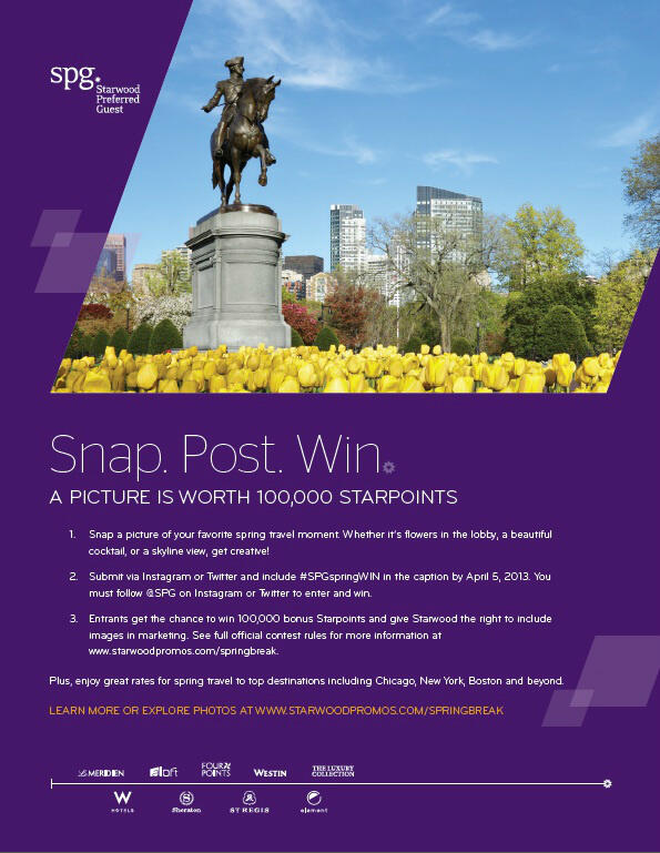 We <3 SPG! Snap a picture of your favorite spring travel moment and get entered to win 100,000 Starpoints!