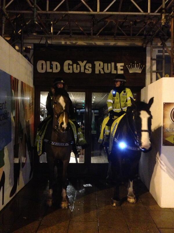 awgh86's tweet photo. After the fact... Cheltenham  forces taking well needed respite from the rain as the last of the revellers pass by! http://t.co/SGHZ26BNeJ