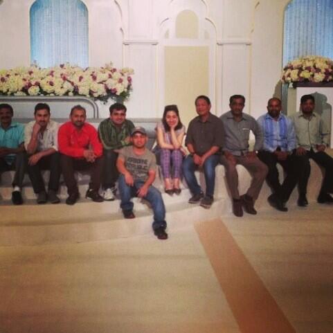 BibiHayat's tweet photo. The production team and I chilling after a long days work!! Love these guys!! http://t.co/yFQBy5lAYg