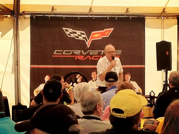 CorvetteRacing's tweet photo. #DougFehan, @CorvetteRacing Program Manager, answering questions in the corral at @sebringraceway. #ALMS #Sebring12 http://t.co/hD4Fkg6oH0