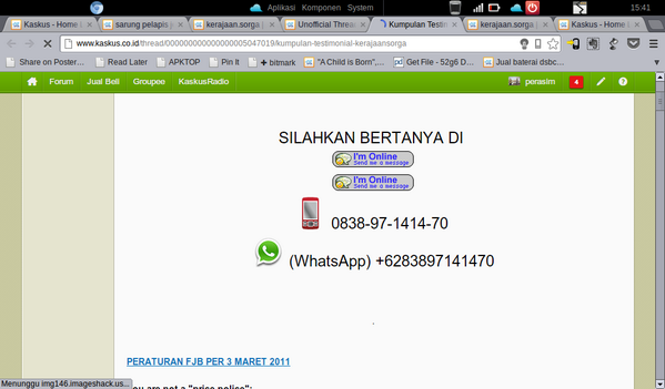 Testimoni pelanggan kerajaan.sorga (kaskus) sejak 2010