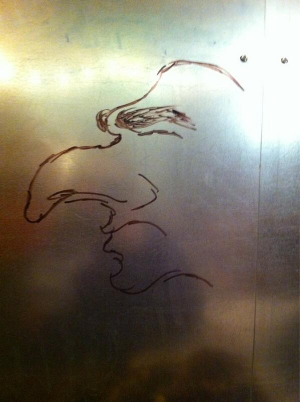 thebaileymcl's tweet image. Drawing a grumpy old man on Ginnie's wall. #SevenTwoNine