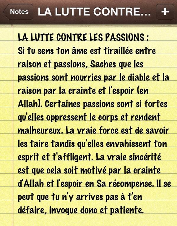 La Lutte contre les Passions.