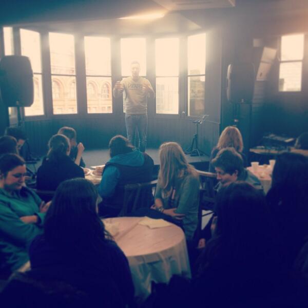 NoMoreTraffik's tweet photo. Packed room @dawsonsbelfast for coffee, doughnuts and planning #nomoretraffik2013. http://t.co/8u41gB7G5K