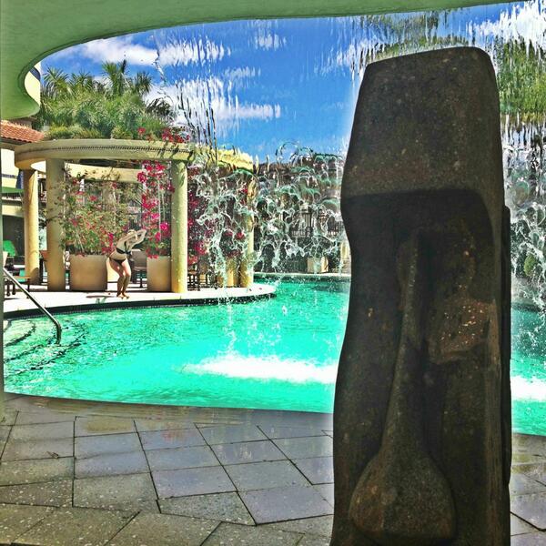 Diving into the deep end in Dad's waterfall pool!!