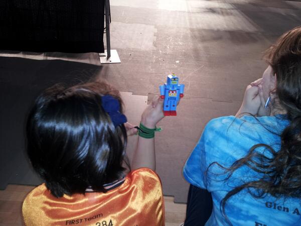 384Sparky's tweet image. Mini-Sparky checking out the crowd during the awards ceremony. #VAis4Robots #OMGRobots