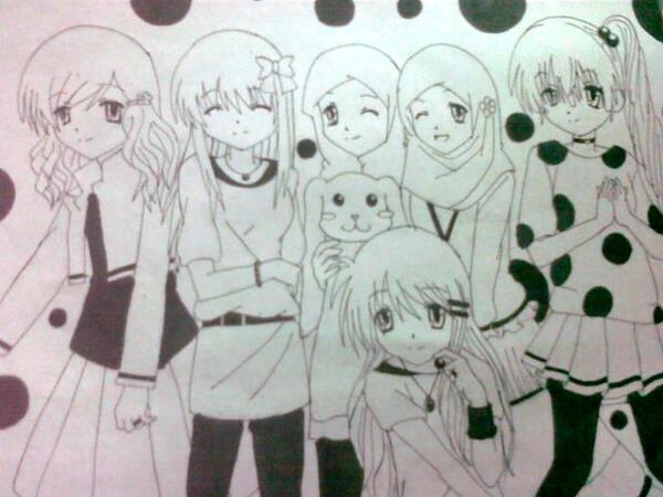 Anime 3 Best Friends Drawing