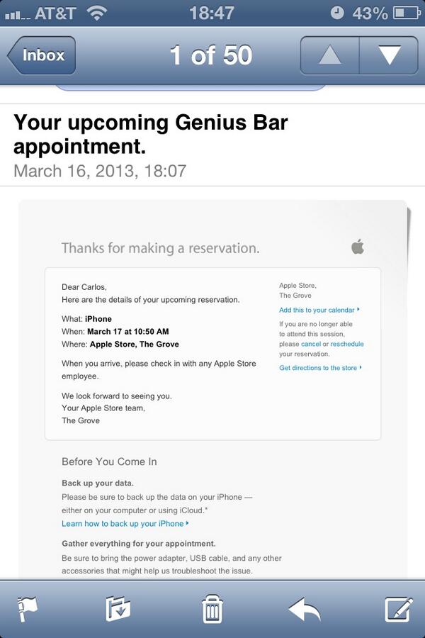 IAmCarlosAcosta's tweet image. Yeah, it&apos;s that time of the year! The much needed visit to the Genius Bar #iPhoneissues