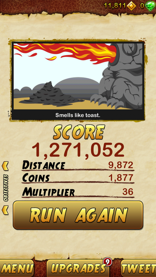 Pawan_'s tweet photo. I got 1271052 points while escaping from a Giant Demon Monkey. Beat that! http://t.co/XKoWZ5t2TE http://t.co/HeyjGjcleZ