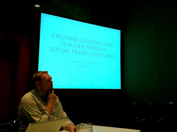 kristenswanson's tweet image. Getting ready to learn about social media guidelines with @web20classroom #ascd13 #bowtiechat