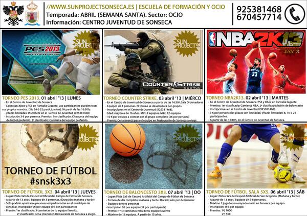 spsonseca's tweet photo. #SPSsemanasanta Echa un vistazo a los TORNEOS de SEMANA STA ¡Las inscripciones están abiertas! ¡plazas limitadas! http://t.co/5fMf3toFYb