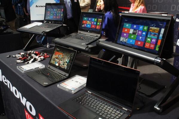 Lenovo's tweet photo. Nice shot of brand new Lenovo #tech in our #ExpandSF booth (courtesy @Engadget) http://t.co/Ym8PPnjiTp