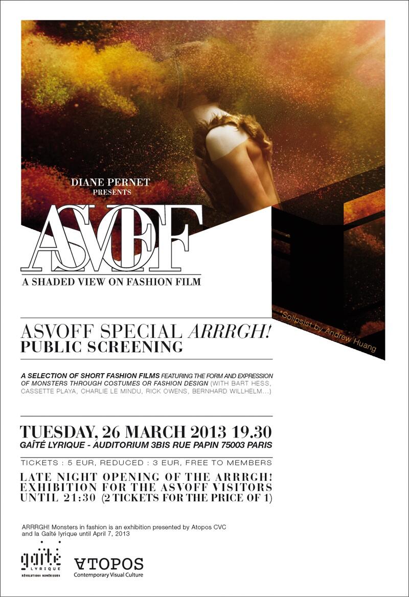 ASVOFF SPECIAL "ARRRGH!" PUBLIC SCREENING/ La Gaîté Lyrique PARIS