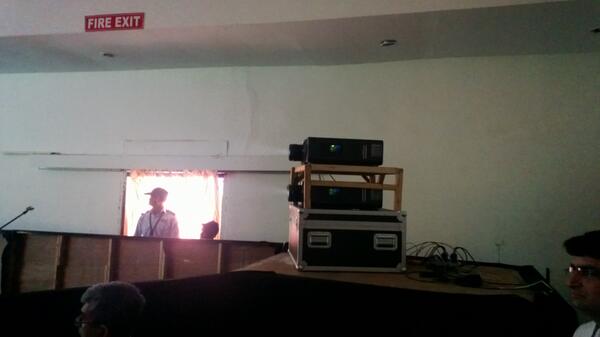 harishv's tweet image. Those projectors are monstrous! Weigh 65kgs EACH! #techedin