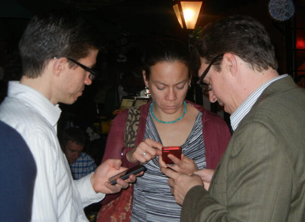 Dr_Butin's tweet image. #hpm13 @lfettig @hollyby @doctatum  @Pallimed and @GeriPalBlog party - texting vs talking 1
