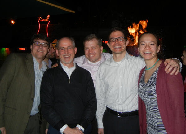 Dr_Butin's tweet image. #hpm13 @ctsinclair @hollyby @lfettig @doctatum @Pallimed and @GeriPalBlog party small group pic- fun