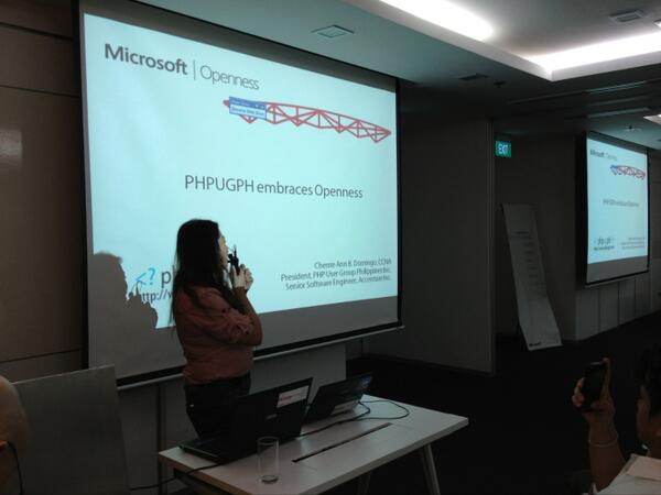 MicrosoftPH's tweet image. From #PHPUGPH Ms. Chean #PHP User Group Philippines Inc. #opennessph @OpenForBizAPAC