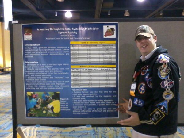 ARSpaceCenter's tweet photo. Posters are beginning to go up at #LPSC2013! Here's Will with his http://t.co/oq8e1mkixH