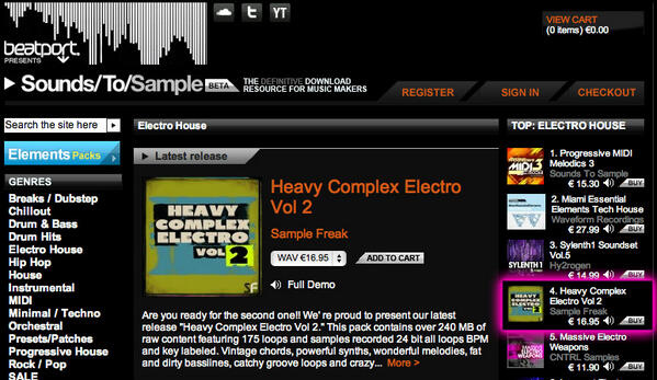 SampleFreak's tweet image. "Heavy Complex Electro Vol 2" hitting #4 on Beatport's S2S Top 10 - Keep supporting !! 

soundstosample.com/info/Sample_Fr…