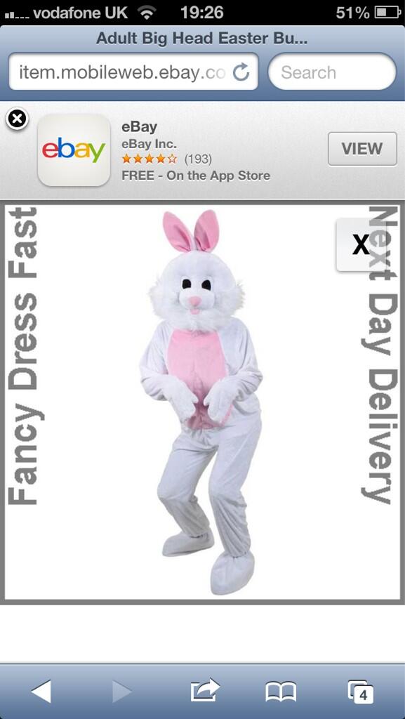 nichollsh's tweet photo. @samanthawring 
Look what I bought for Easter. Your dad has agreed to wear it. Lol http://t.co/lBce5t6tnY