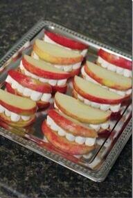 Momsmobileapps's tweet photo. How fun is this snack?!
Apple slices, nut butter &amp; marshmallows (or use yogurt raisins for teeth:) http://t.co/WE5aGxqsXc