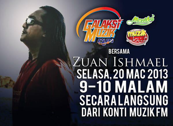 Nantikan penampilan istimewa Zuan Ishmael <a href="/GalaksiMuzik/">Galaksi Muzik RTM</a> pada 20 Mac bermula 9 malam.. Terbaekkkk!!!!!