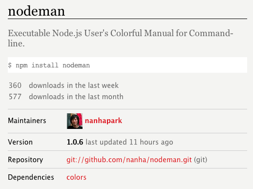 nanhapark's tweet image. #NodeMan 진짜 577 다운로드 한거 맞나? 맞겠지? 맞으면 모하겠노.. 더 많이 문서를 업데이트해야겠지 #Nodejs $ sudo npm install nodeman -g