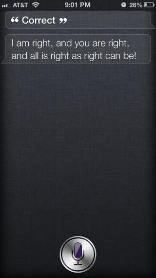 StuffSiriSaid's tweet photo. "That's correct." Thanks to Jamie Peralta for bringing out the musical theater geek in Siri. http://t.co/WrsgybEuoT http://t.co/qB2qyUAXKB