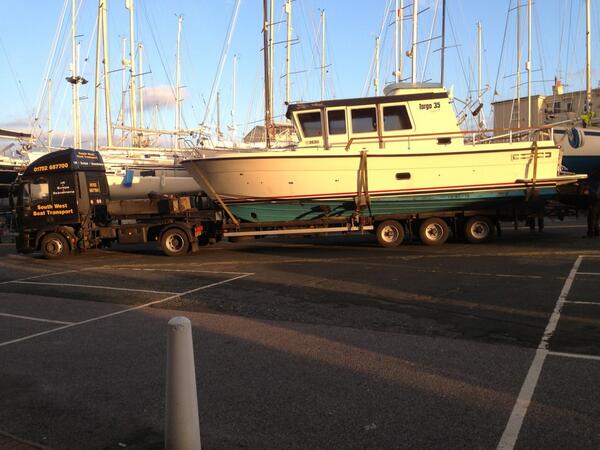Botnia Targa safely transported from Essex Boatyards to Plymouth.