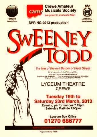creweams's tweet photo. It's here! OPENING NIGHT!!#SweeneyTodd @CreweLyceum opens tonight!!Can't wait to see lots of you there!#demonbarber http://t.co/tO7uxobJ3r