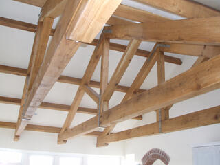 Solid oak roof trusses