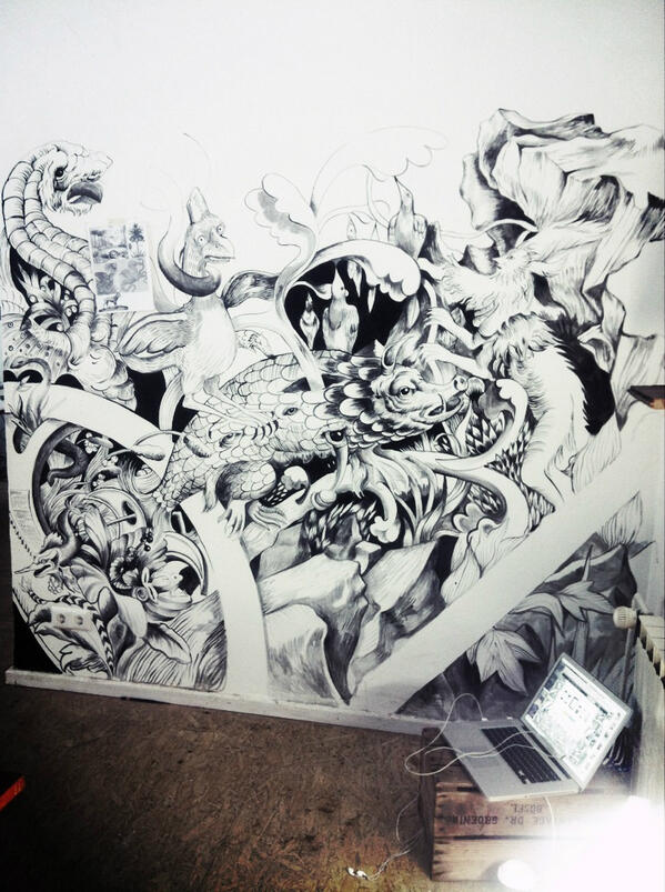 day2 of our apocalyptic Berlin painting. Still looking more fun-times than death-rattle of doom unfortunately..