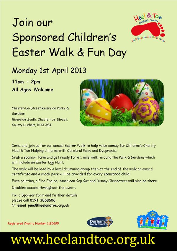 HeelToeCharity's tweet photo. #Northeasthour @NorthEastHour Easter Funday &amp; Children's Walk - Free Easter Egg &amp; Meet Disney Characters &amp; more http://t.co/c8eiHwR8pU