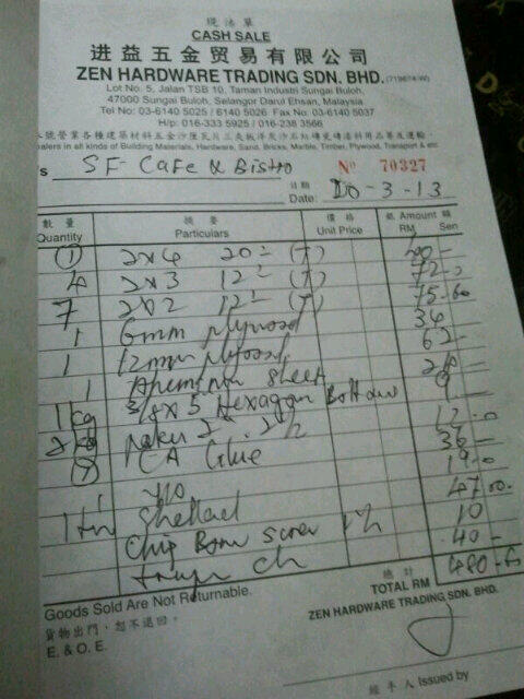 Ok ini lah kayu &amp; bahan2 kami. Bagaimana agaknya rupa stall baru kami? Nantikan!!