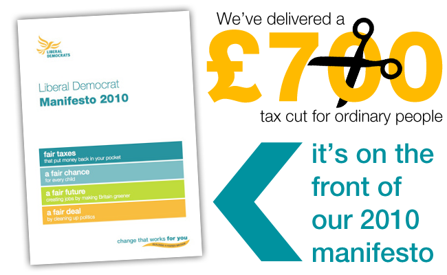 Lib Dems deliver £700 tax cut for millions of ordinary people