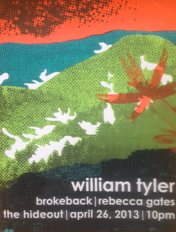 hideoutchicago's tweet photo. Check out this sweet poster by @TABreen for the upcoming show w/ @williamtylertn, Brokeback (@TRTS) &amp; @rebeccagates http://t.co/YiIJqmjaQY