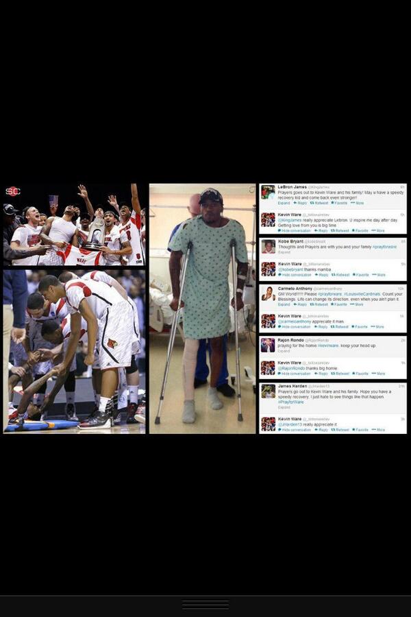diegoguti10_'s tweet image. I think Kevin Ware likes LeBron the most out of all of them👌👍🏀 #TeamLeBron #PrayersForKevinWare #Louisville